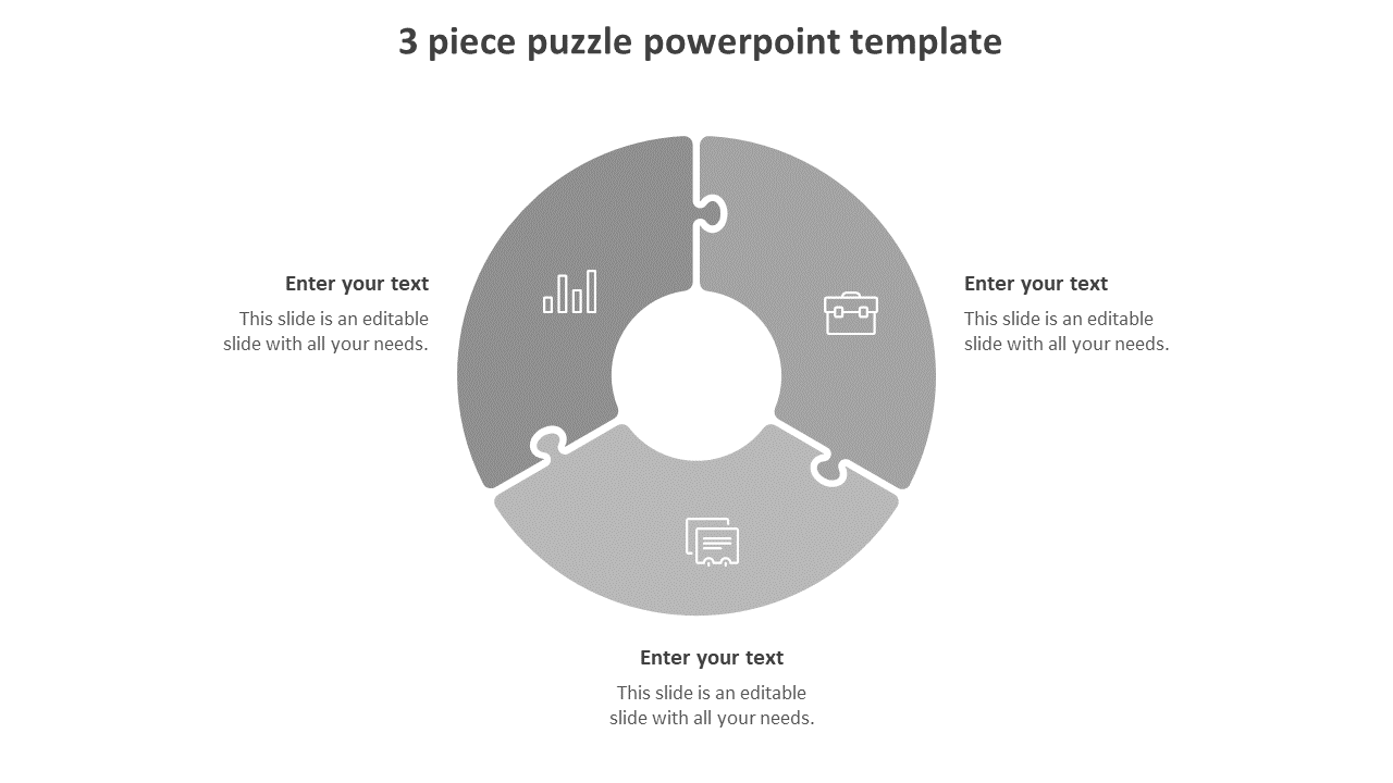 Free - Grey Colored 3 Piece Puzzle PowerPoint Template Presentation
